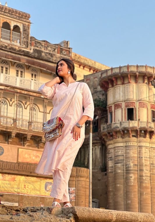 AMALTAS – PASTEL PINK LINEN CO-ORD SET