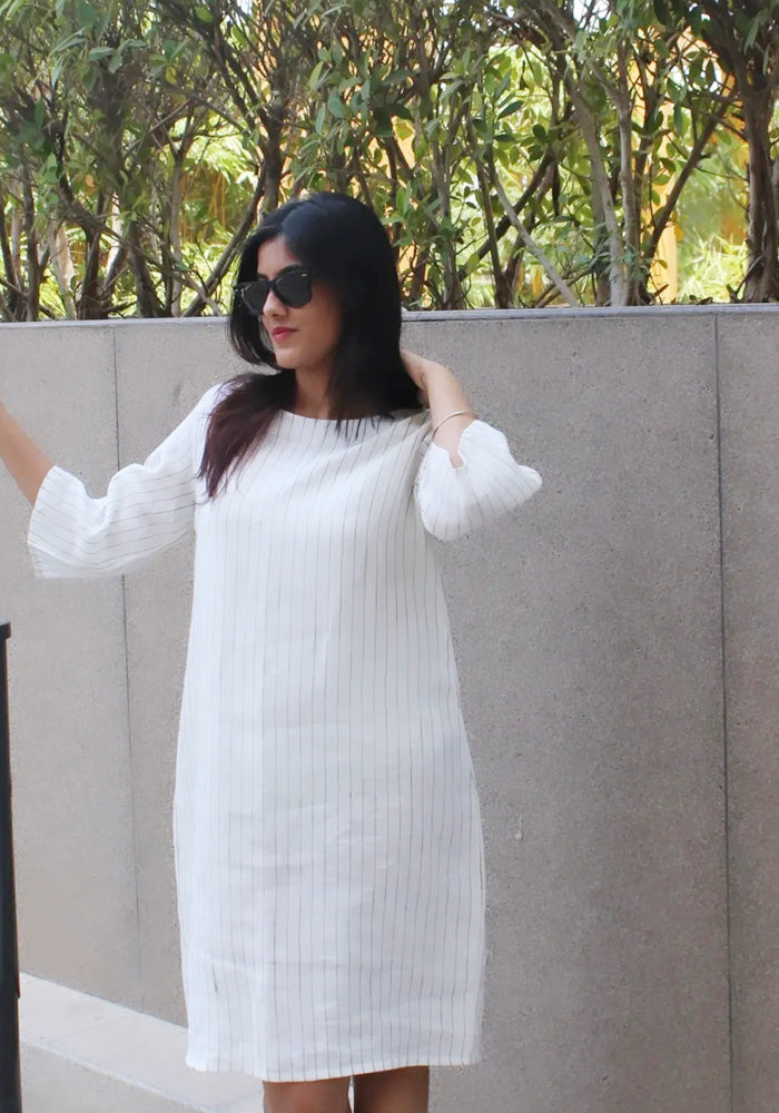Breezy Lines – Linen A-Line Dress