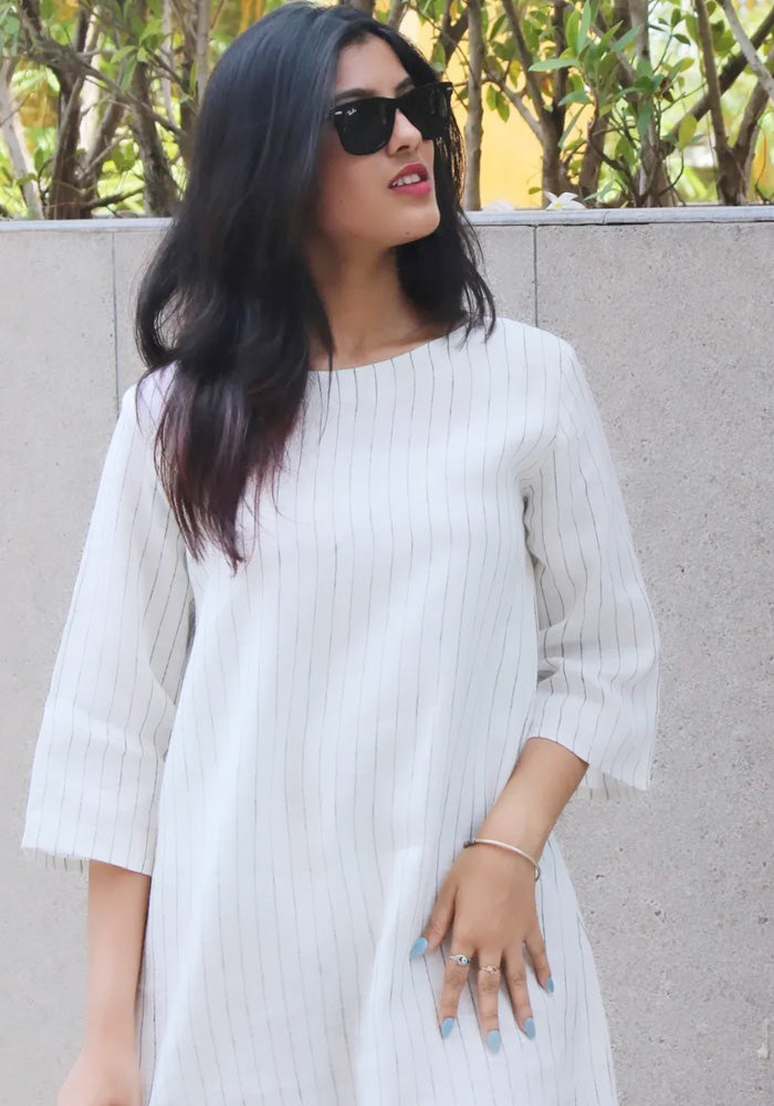 Breezy Lines – Linen A-Line Dress