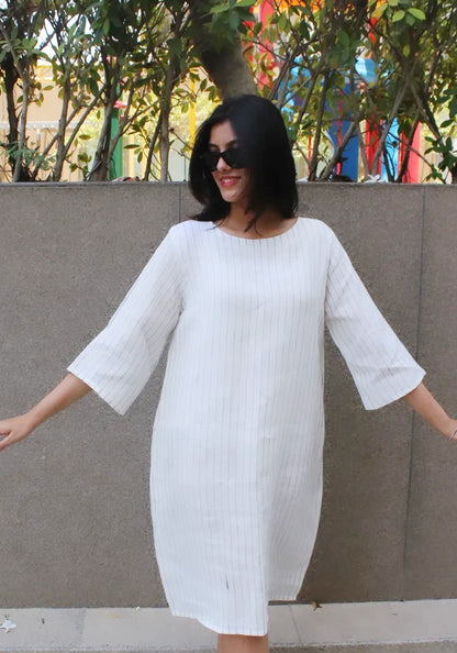 Breezy Lines – Linen A-Line Dress
