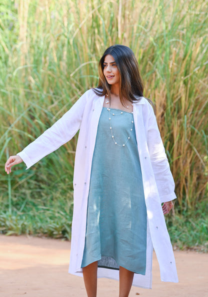 Song of Sage – Linen Overlay & Spaghetti Dress Set