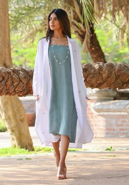 Song of Sage – Linen Overlay & Spaghetti Dress Set